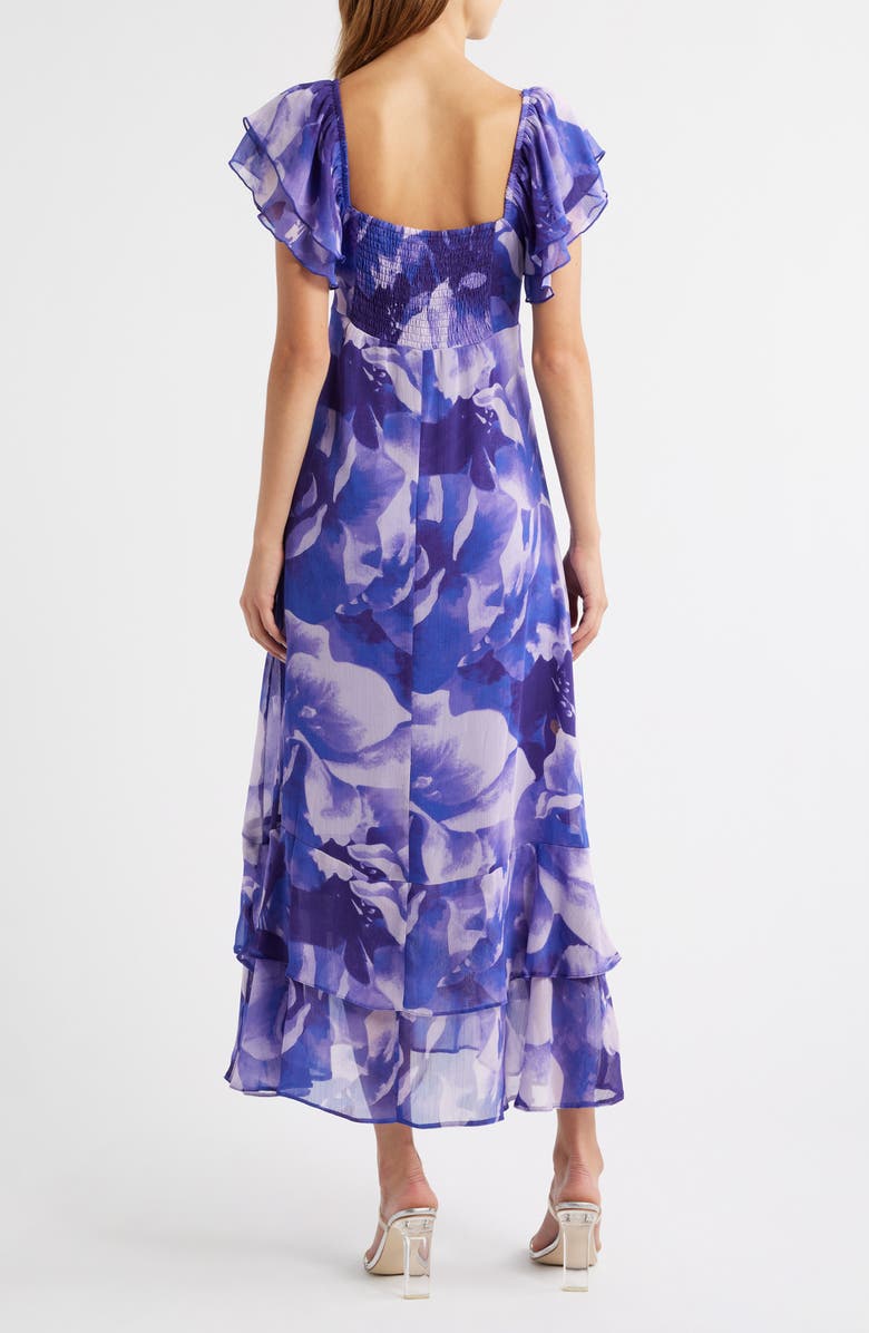 Friends Like These Floral Flutter Sleeve Maxi Sundress, Alternate, color, Purple