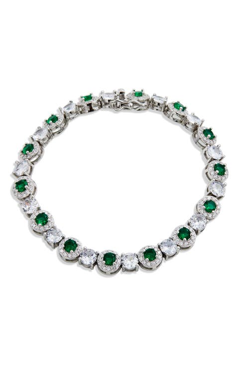Cubic Zirconia Halo Tennis Bracelet