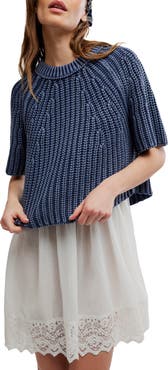 Free People Amy Short Sleeve Cotton Sweater