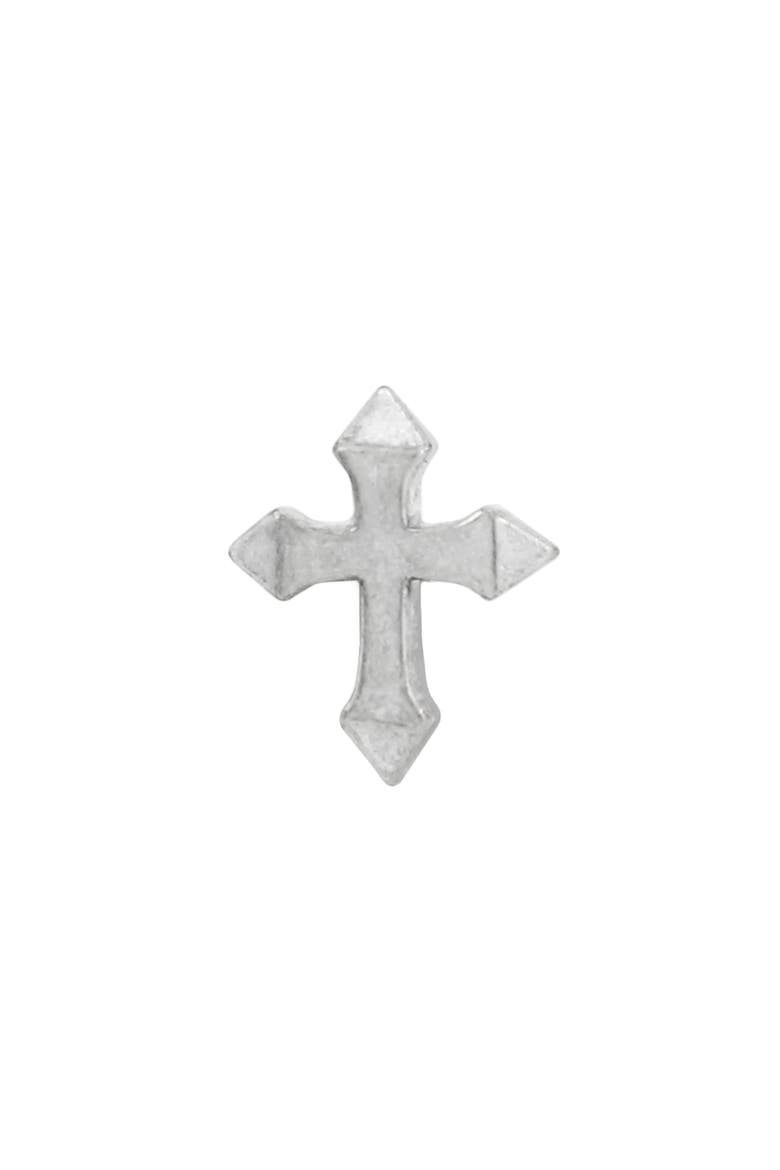 Cross Single Stud Earring, Main, color, WARM SILVER