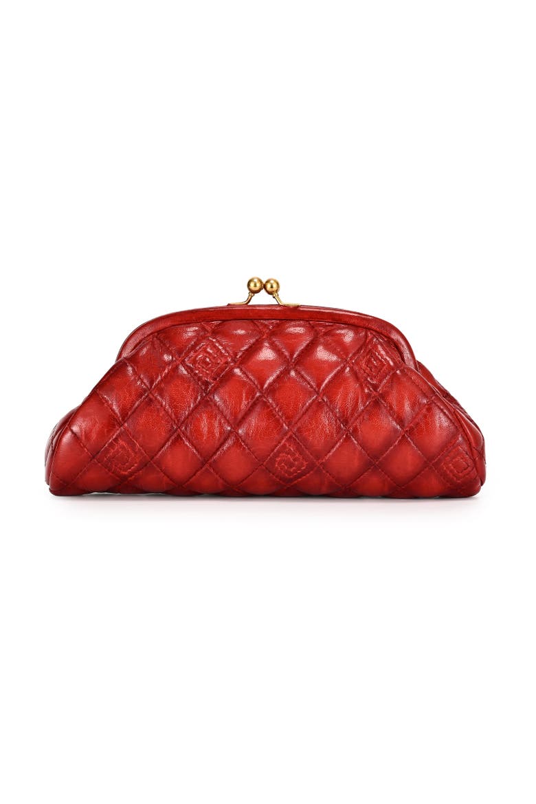 Petunia Quilted Leather Beauty Pouch, Main, color, Red