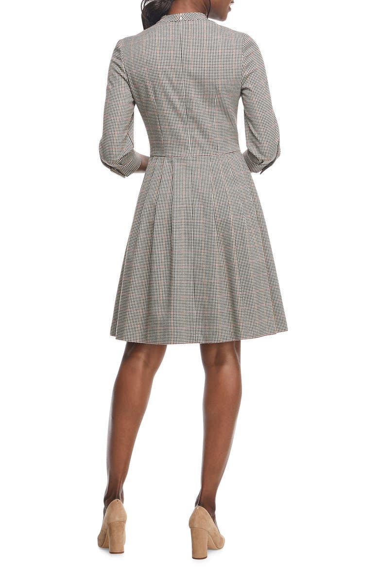 Blanche Check Bow Tie Fit & Flare Dress, Alternate, color, MULTI