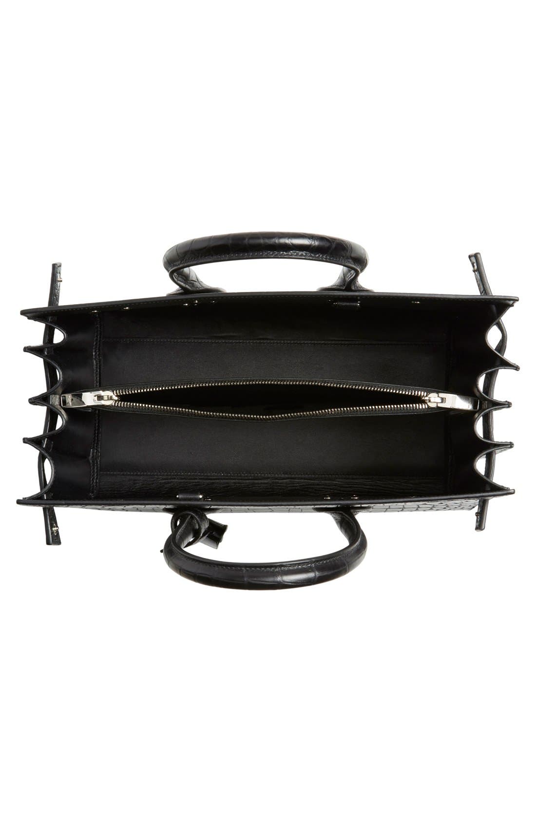 'Small Sac de Jour' Croc Embossed Leather Tote, Alternate, color, NOIR