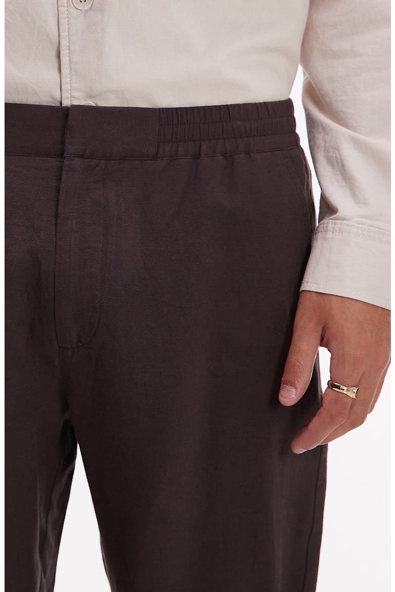 Tapered Linen Blend Pants, Alternate, color, BROWN