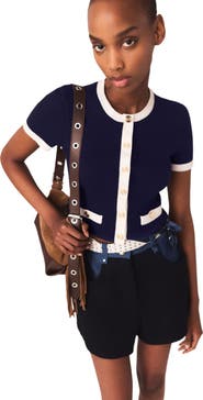 maje Cropped short sleeve cardigan
