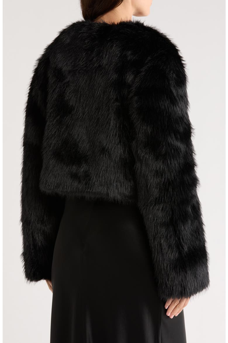 Casimira Crop Faux Fur Jacket, Alternate, color, BLACK