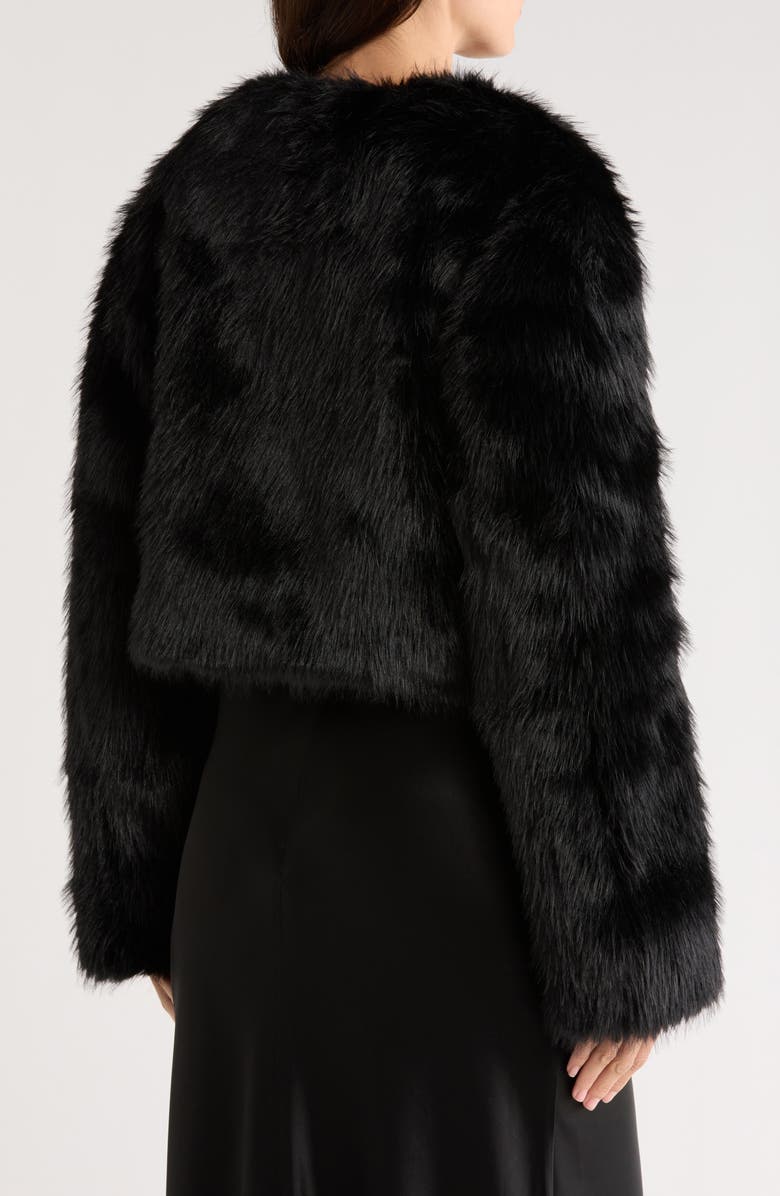 STAUD Casimira Crop Faux Fur Jacket, Alternate, color, Black