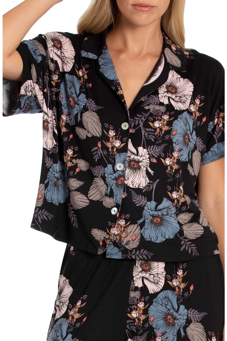 Margot Crop Pajamas (Nordstrom Exclusive), Alternate, color, LUNA BLACK/ FLORAL