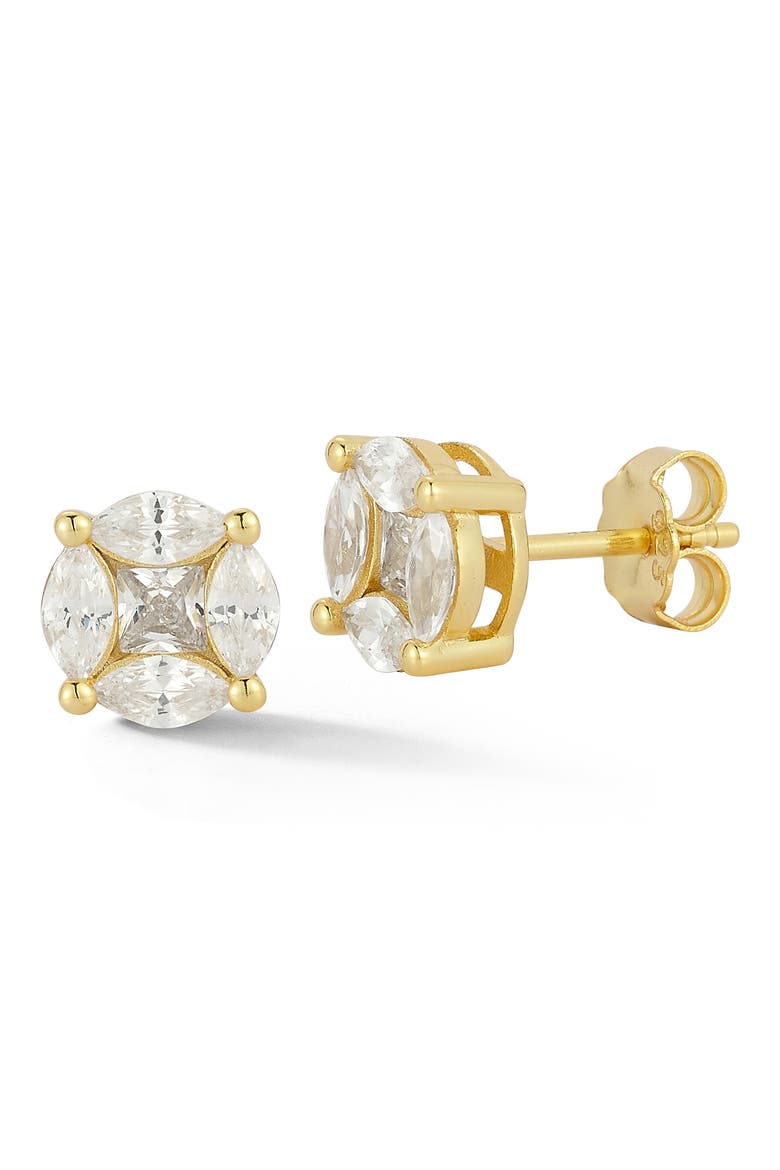 Illusion Cubic Zirconia Stud Earrings, Main, color, GOLD