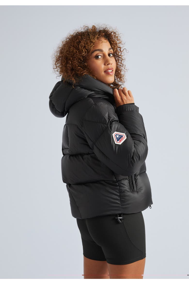 High Collar Puffer Jacket, Alternate, color, Black