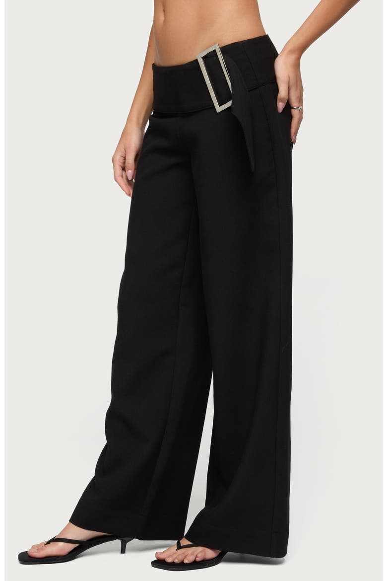 Cerise Buckle Low Rise Baggy Pants, Alternate, color, BLACK