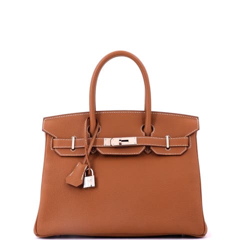 Birkin Handbag Brown Togo with Palladium Hardware 30
