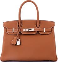 Pre-Owned Hermes Birkin Handbag Brown Togo with Palladium Hardware 30