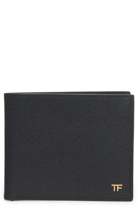 T-Line Small Grain Calfskin Leather Bifold Wallet