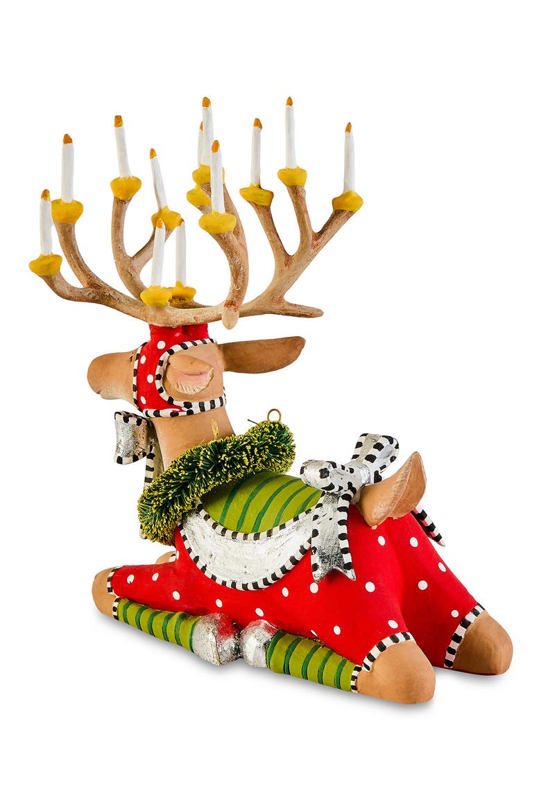 Patience Brewster Dash Away Sitting Reindeer Ornament, Alternate, color, RED