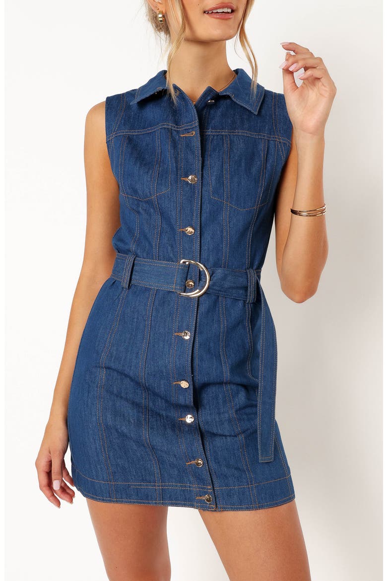 Parker Sleeveless Denim Mini Shirtdress, Alternate, color, DENIM