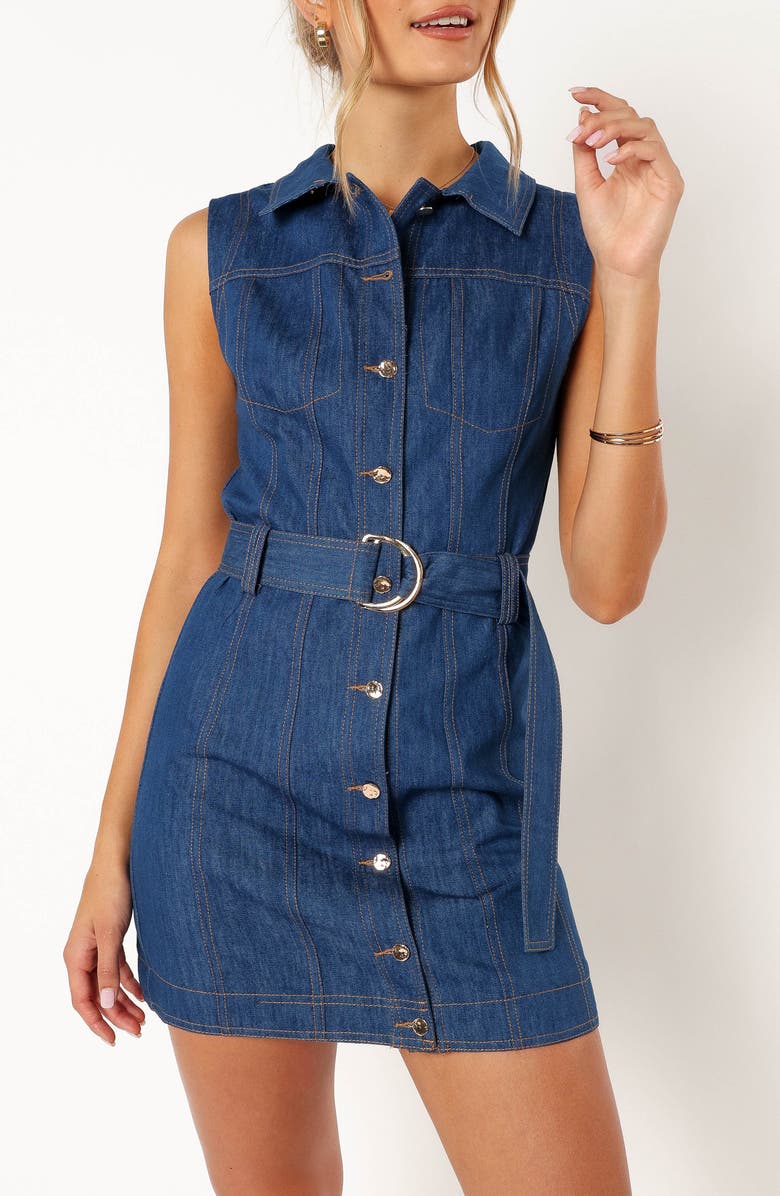 Petal & Pup Parker Sleeveless Denim Mini Shirtdress, Alternate, color, Denim