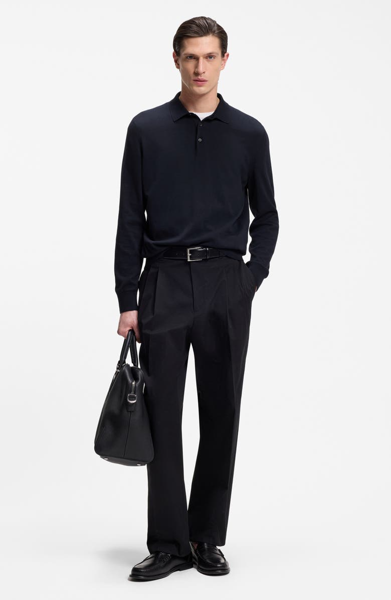 BOSS Gemello Cotton Polo Sweater, Alternate, color, Dark Blue