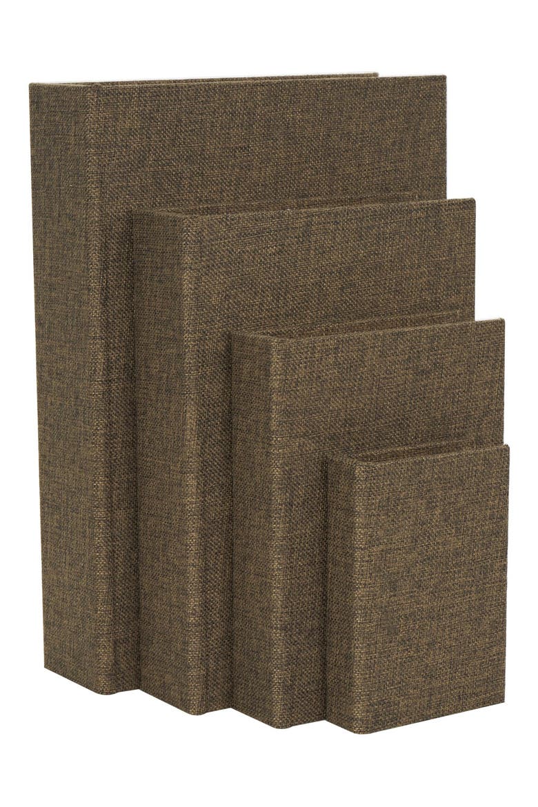 Set of 4 Faux Book Boxes, Main, color, DARK BROWN