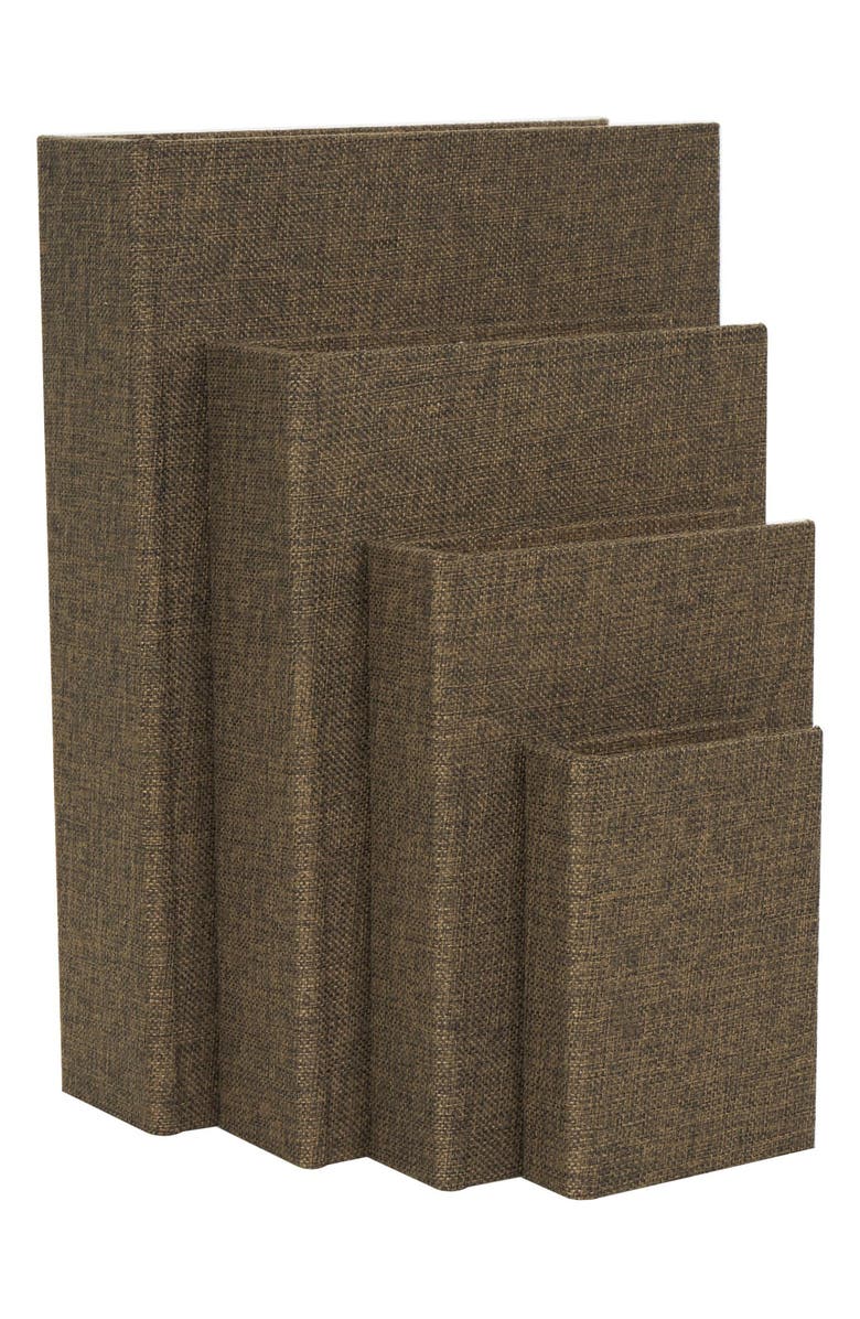 SONOMA SAGE HOME Set of 4 Faux Book Boxes, Main, color, Dark Brown