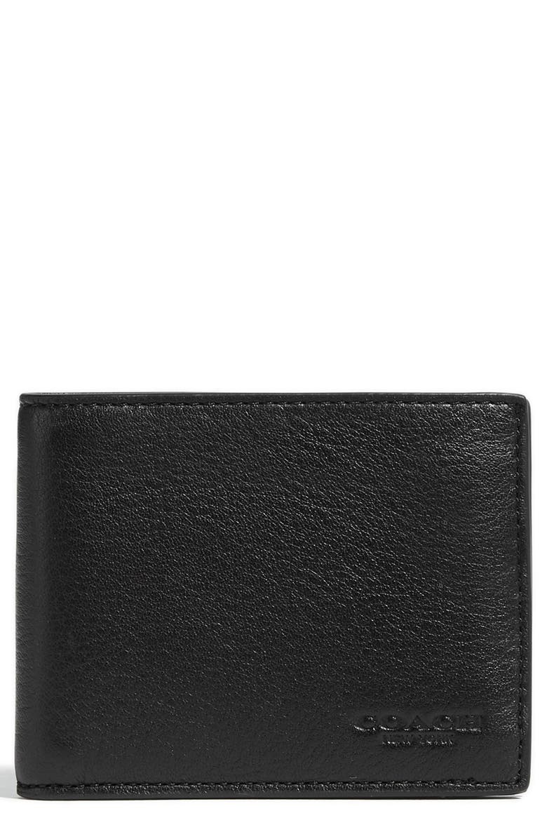 COACH Slim Leather Bifold Wallet, Main, color, 