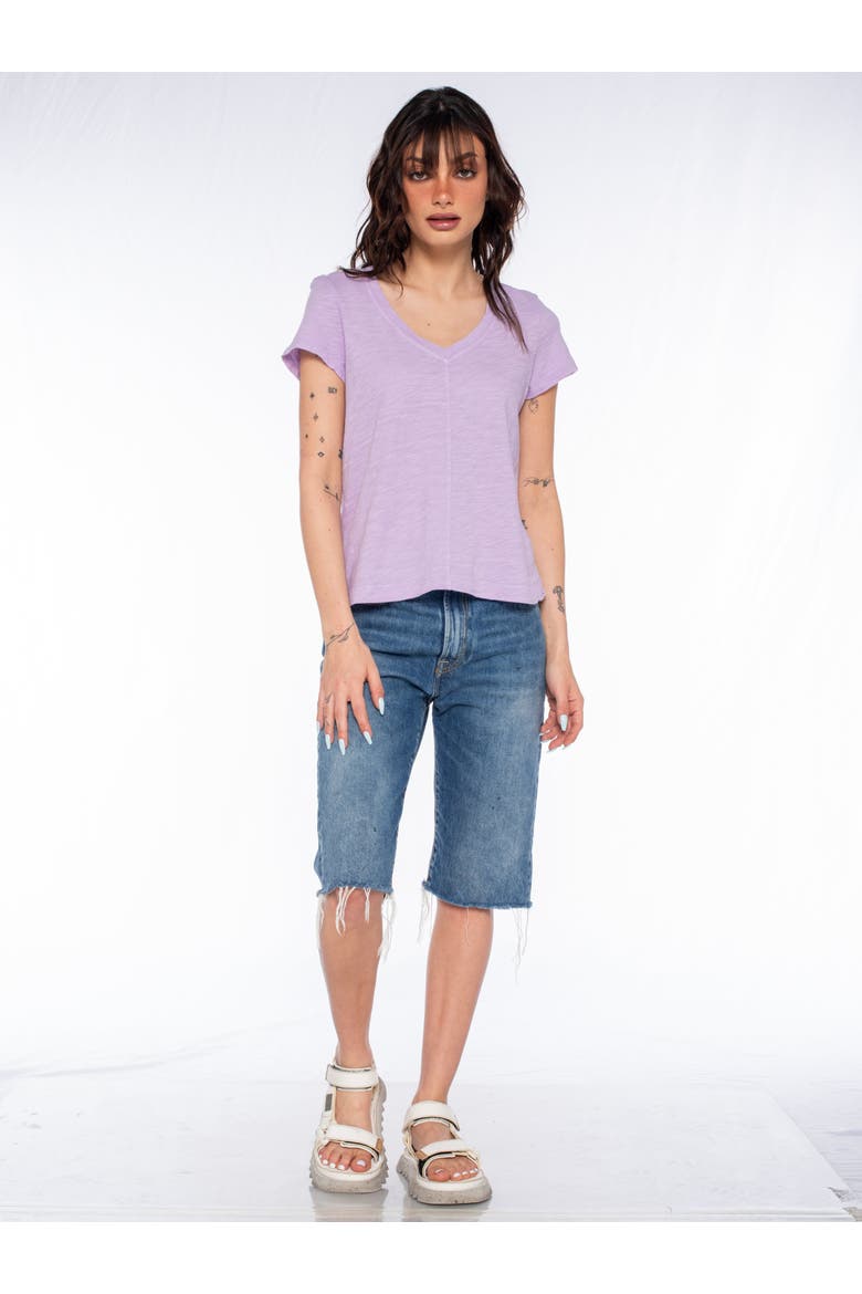 Slim Deep V-Neck Rib Back Tee, Alternate, color, White