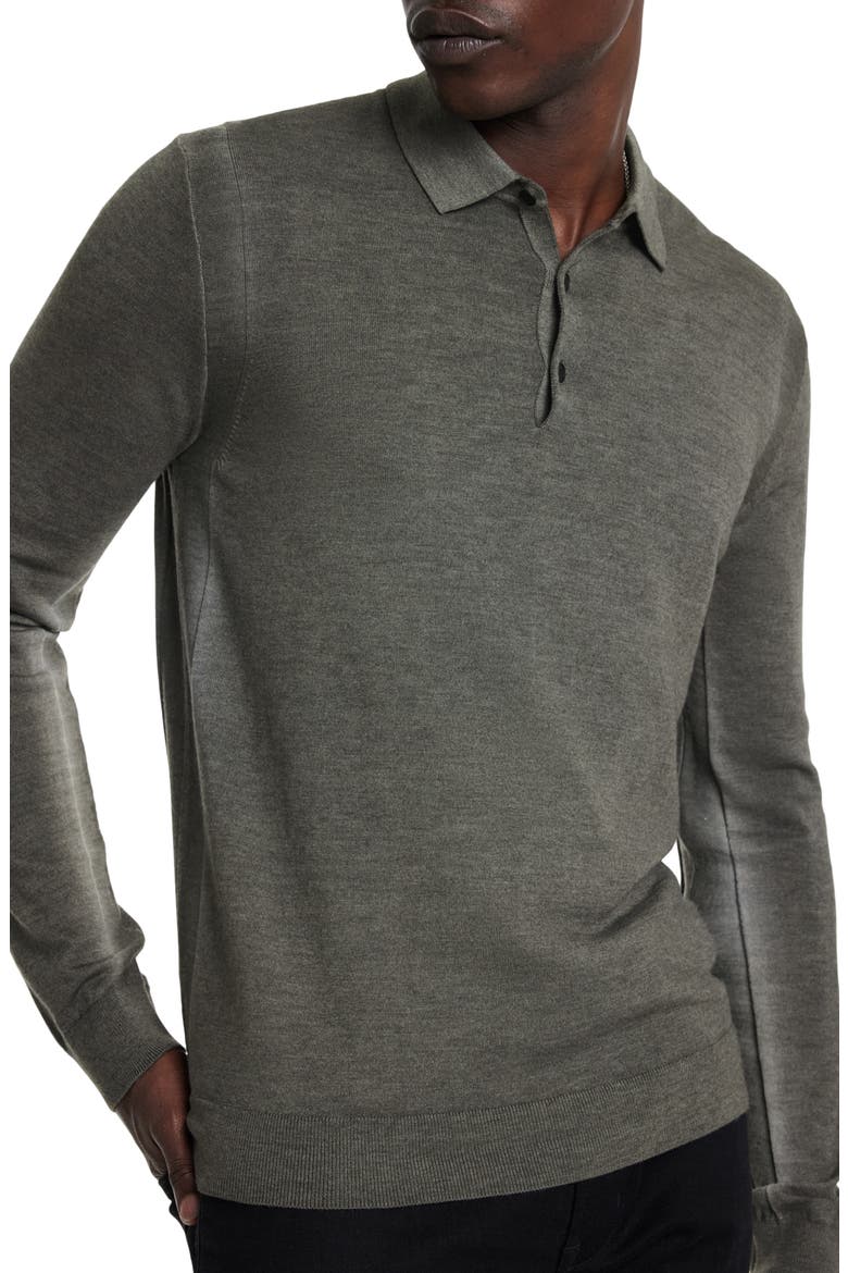 Gustave Long Sleeve Wool Blend Polo Sweater, Alternate, color, CHARCOAL HEATHER