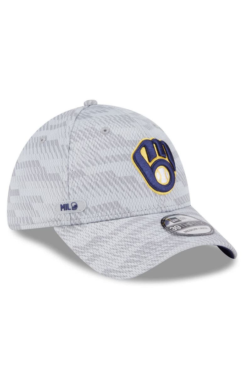 New Era Men's New Era Gray Milwaukee Brewers 2025 MLB Clubhouse 39THIRTY Flex Hat, Main, color, 