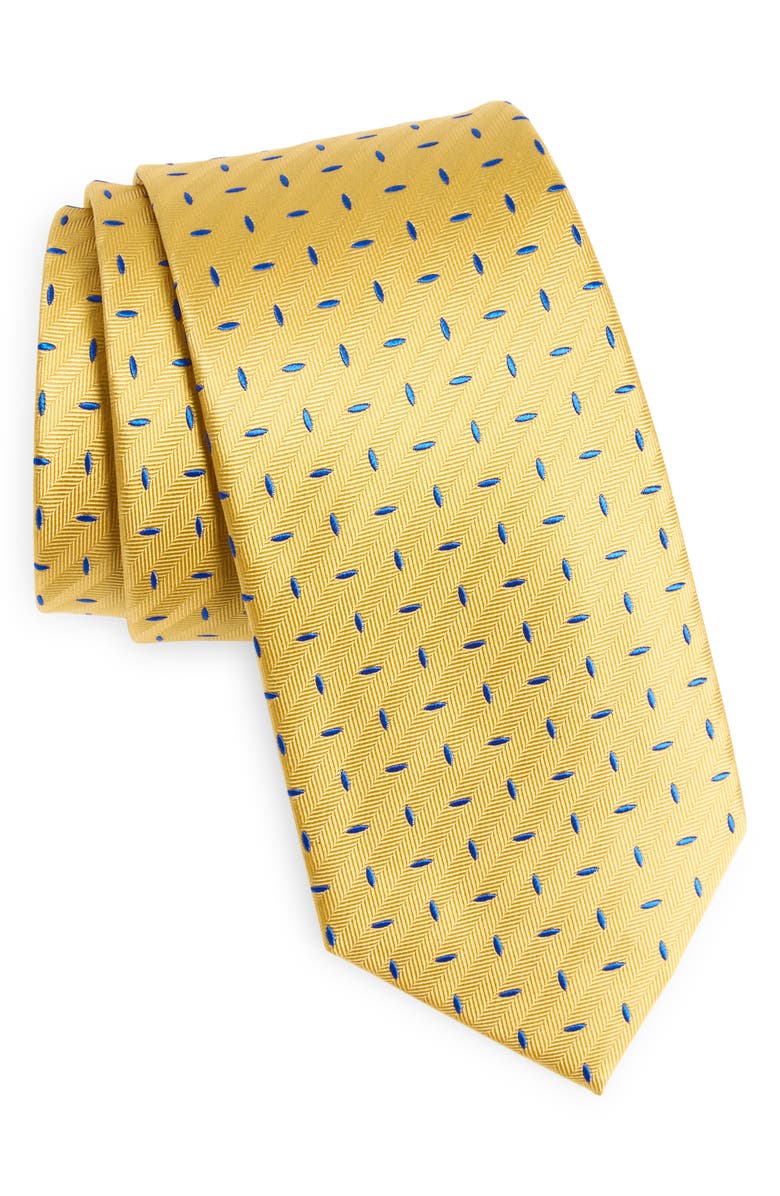 Duchamp Geometric Print Silk Tie, Main, color, Yellow