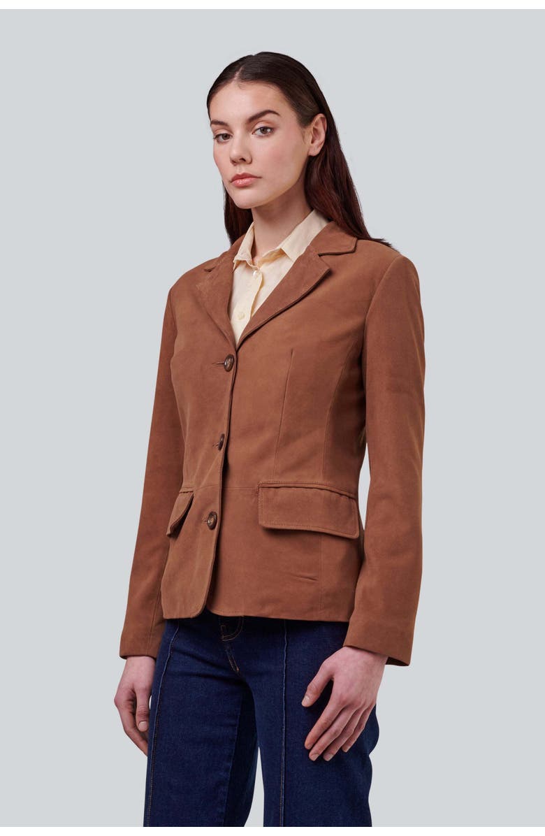 FURNIQ UK Esther Suede Jacket, Main, color, Chestnut
