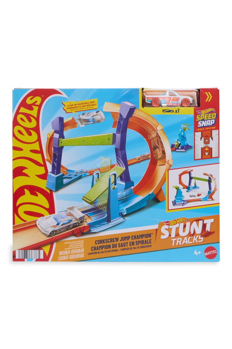 Corkscrew Jump Champion Stunt Track Set, Main, color, CORCKSCREW JUMP