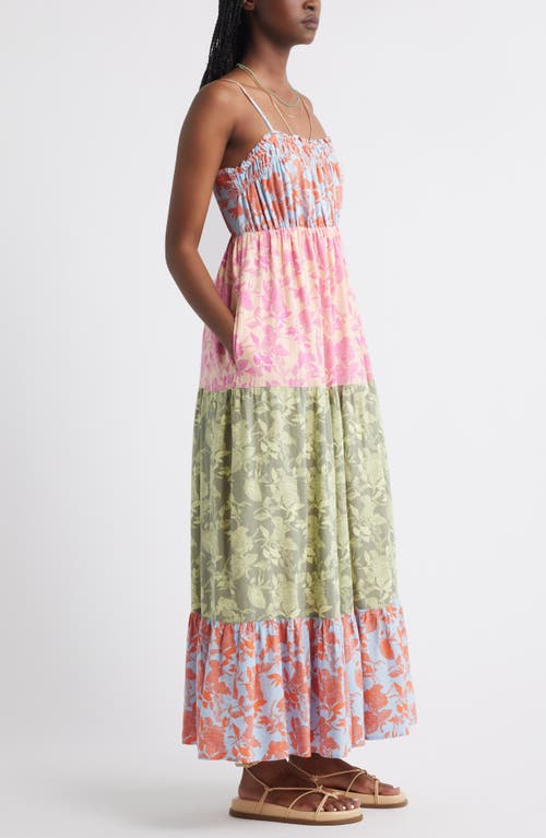Treasure & Bond Smocked Tiered Sleeveless Maxi Dress In Multi