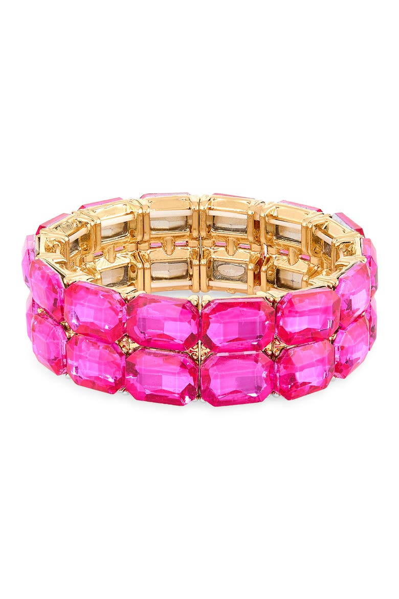 Double Line Crystal Stretch Bracelet, Main, color, FUCHSIA