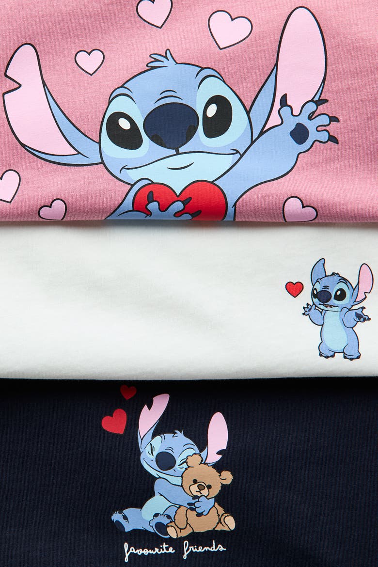3-pack Printed Jersey Tops, Alternate, color, Pink/Lilo & Stitch