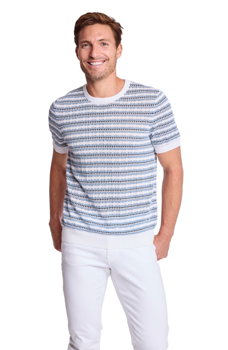 PAISLEY & GRAY Stripe Short Sleeve Knit T-Shirt, Alternate, color, Dusty Blue Stripes
