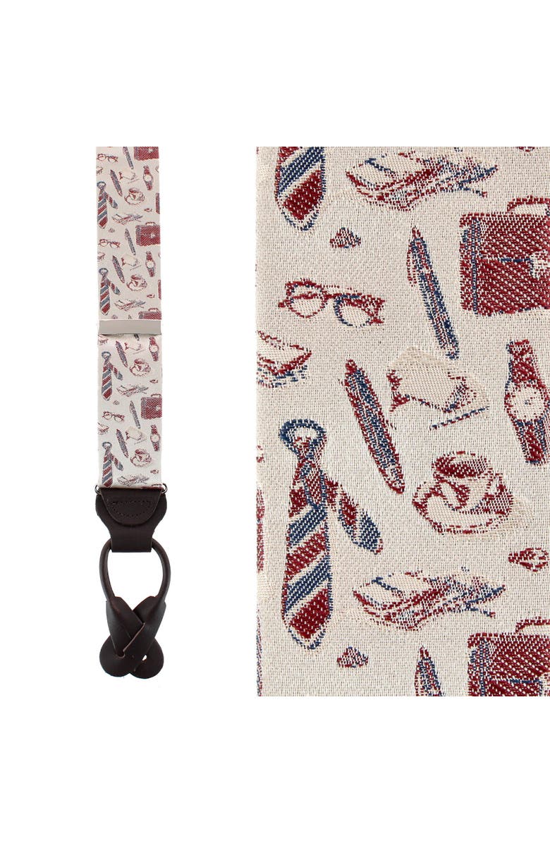 Trafalgar Day At The Office Novelty Silk Button End Suspenders, Main, color, 
