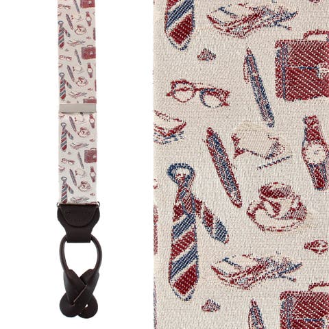 Day At The Office Novelty Silk Button End Suspenders (Braces)