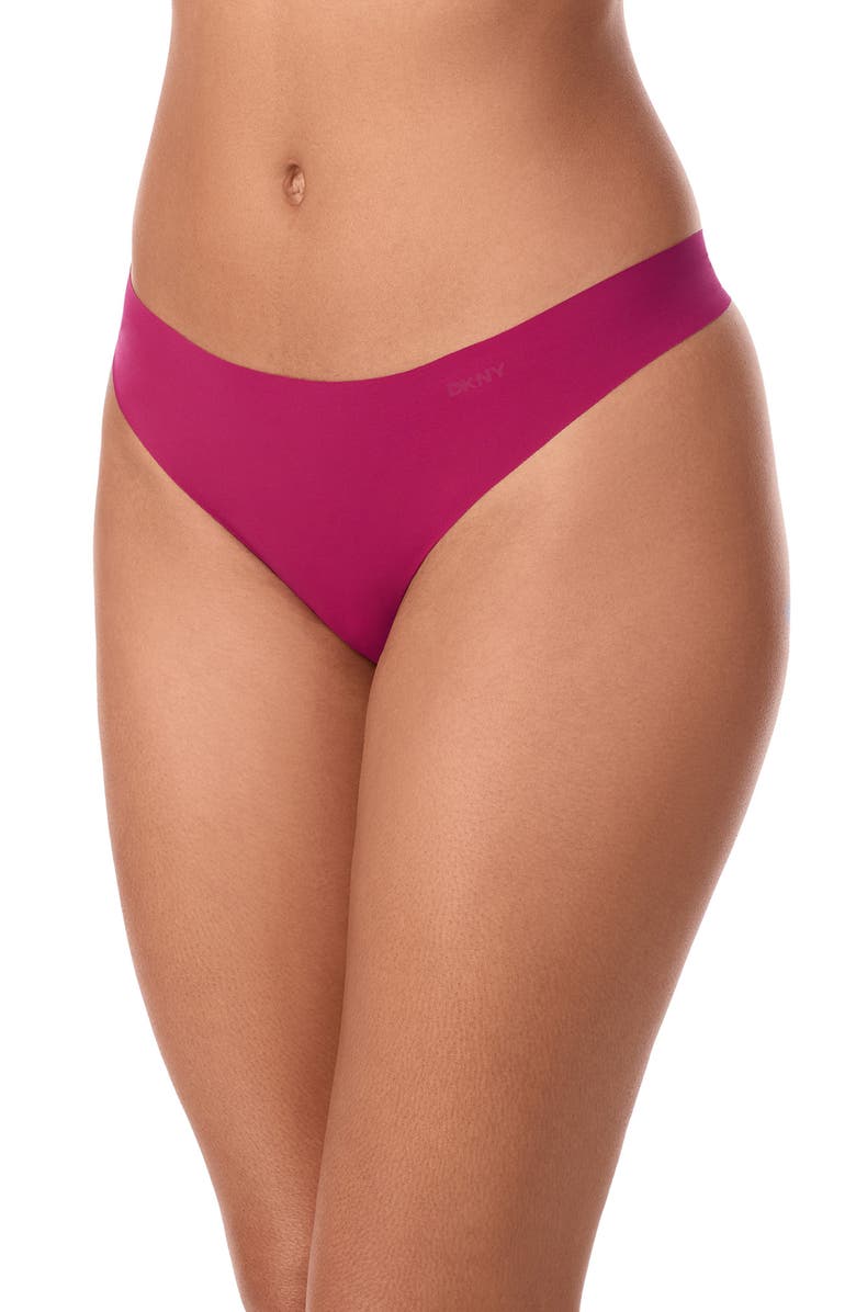 DKNY Litewear Cut Anywhere Thong, Main, color, Red Plum