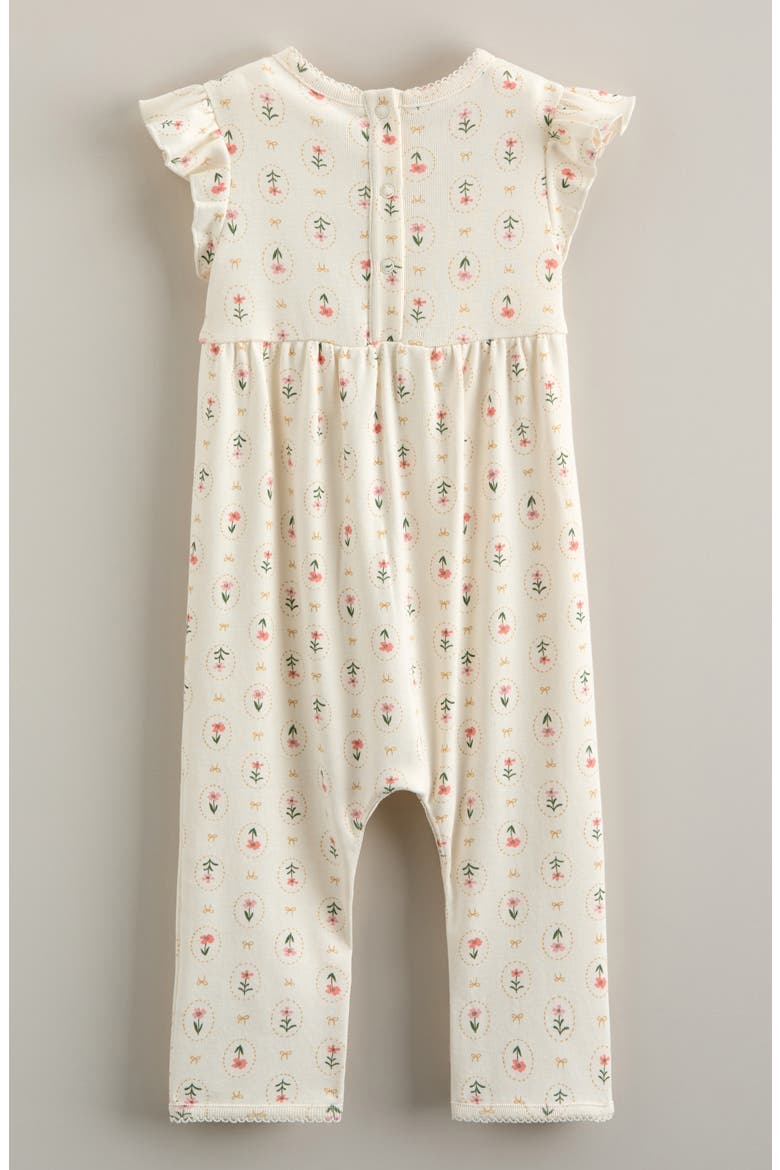 Sweet Ruffle Romper, Alternate, color, IVORY EGRET COTTAGE FLORAL