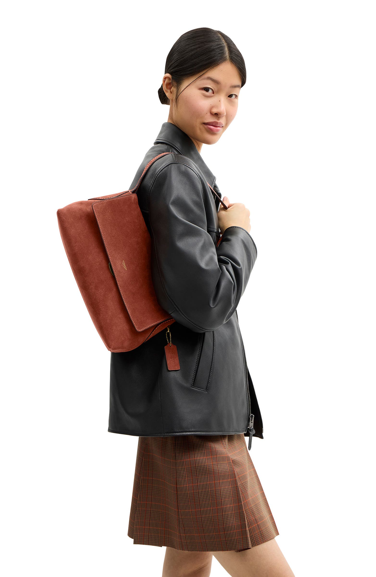 COACH Chelsea 30 Natural Grain Leather Shoulder Bag, Alternate, color, Clay