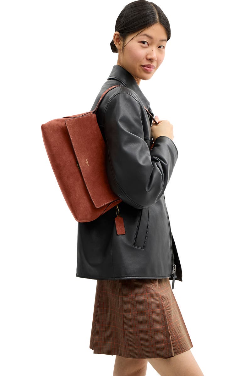 COACH Chelsea 30 Natural Grain Leather Shoulder Bag, Alternate, color, Clay