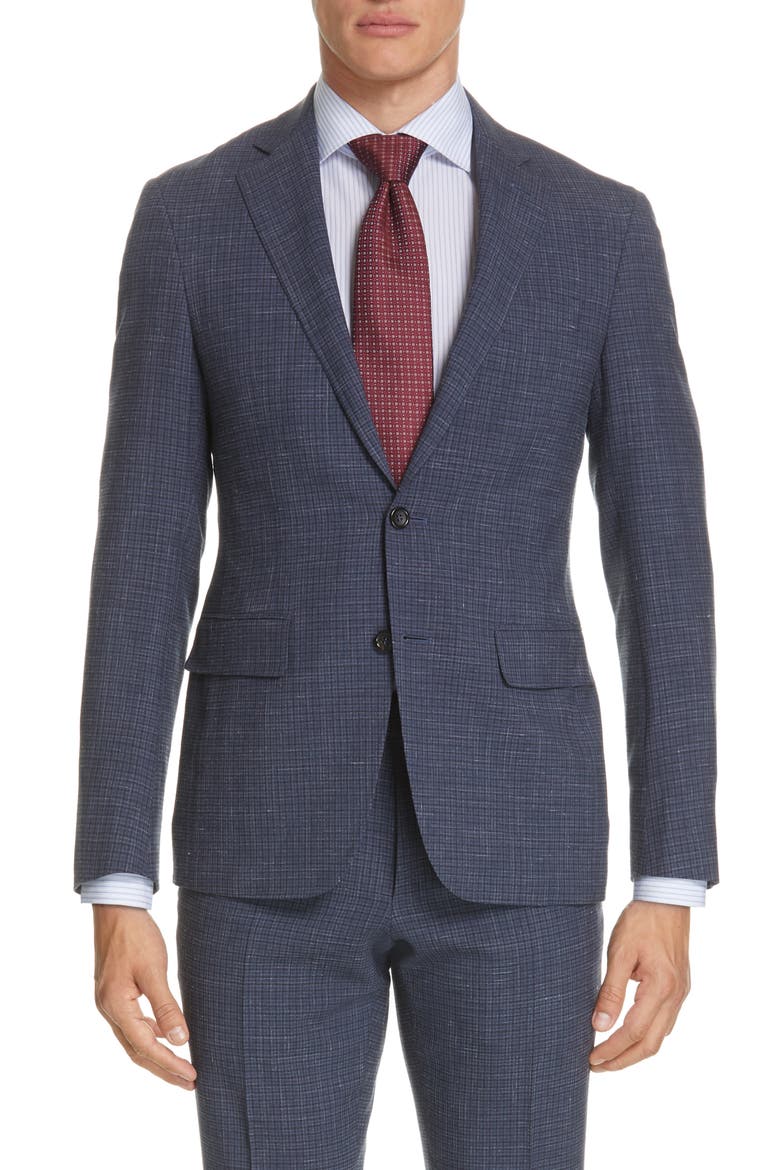 Kei Trim Fit Check Wool Blend Suit, Alternate, color, CHARCOAL