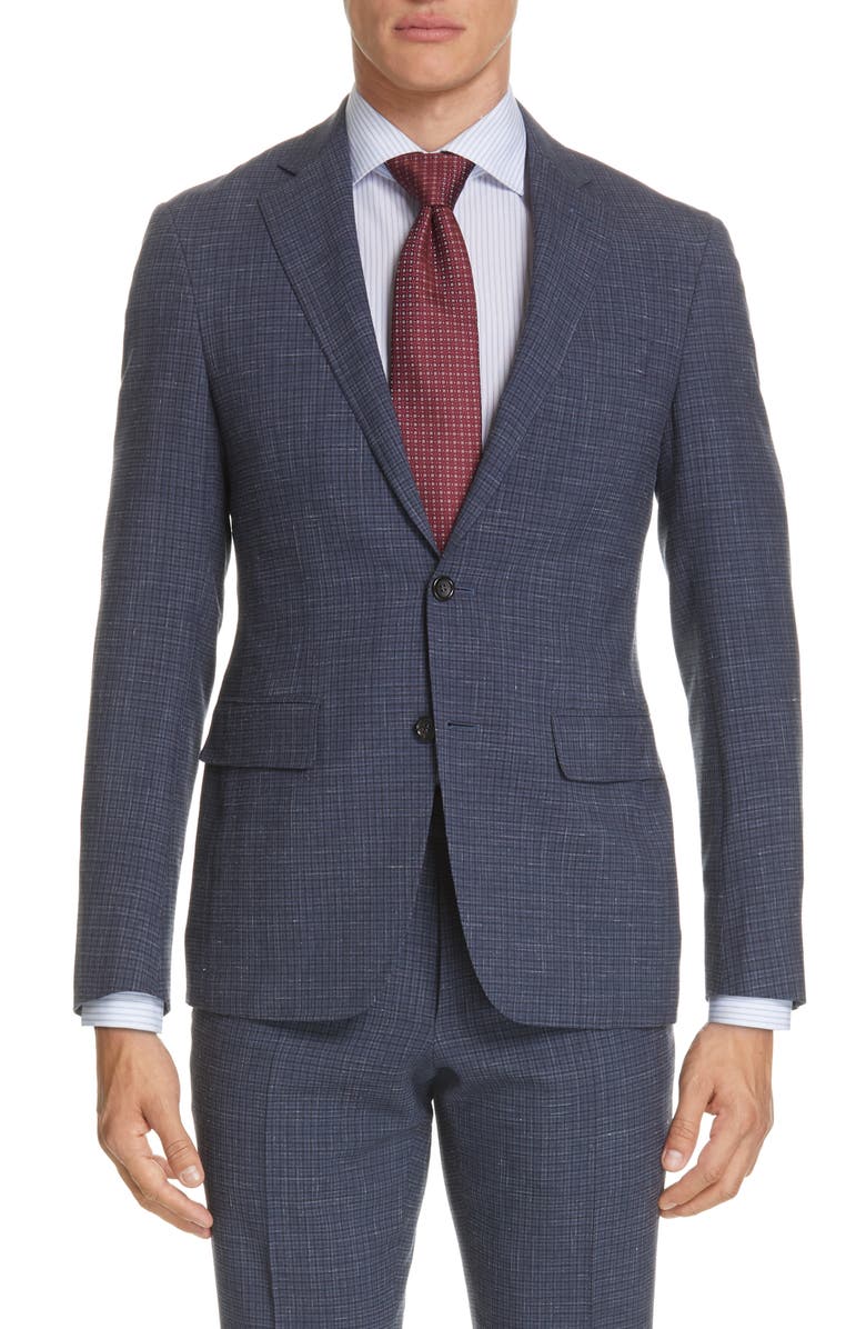 Canali Kei Trim Fit Check Wool Blend Suit, Alternate, color,