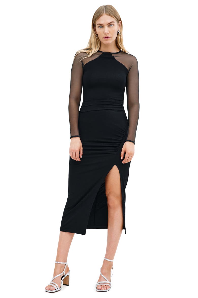 Skylar Illusion Sleeve Top, Alternate, color, BLACK