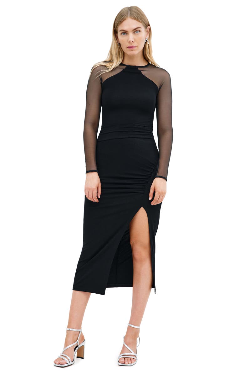 Marcella Skylar Illusion Sleeve Top, Alternate, color, Black