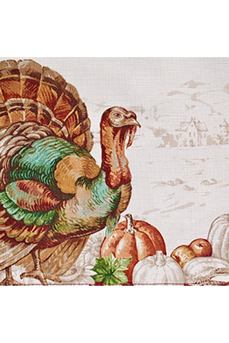 Holiday Turkey Bordered Fall Napkins Set of 8 Multicolor - 17"W x 17"L, Alternate, color, Multicolor