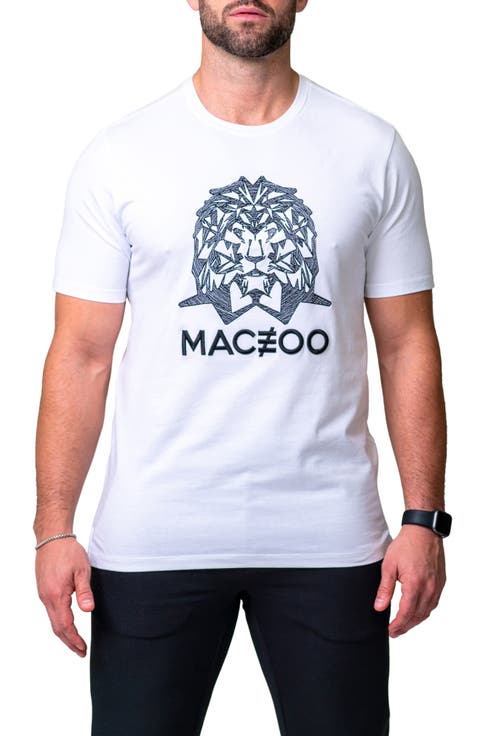 Mightymane White Embroidered Logo Stretch Cotton Graphic T-Shirt