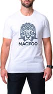 Maceoo Mightymane White Embroidered Logo Stretch Cotton Graphic T-Shirt