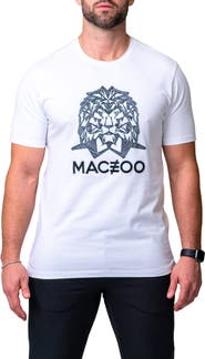 Maceoo Mightymane White Embroidered Logo Stretch Cotton Graphic T-Shirt
