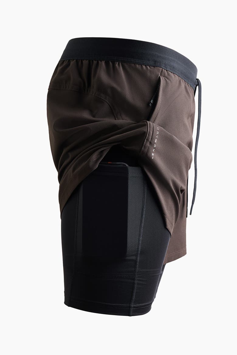 Double-layered Sports Shorts With Drymove, Alternate, color, Brown